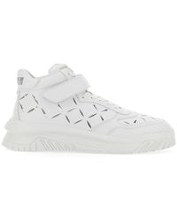 Versace - Leather High-Top Sneakers For - Lyst