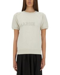 Maison Margiela - Short-Sleeved Sweatshirt With Textured Logo - Lyst