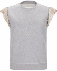 Maison Margiela - Cotton Top With Silk Cap Sleeves - Lyst