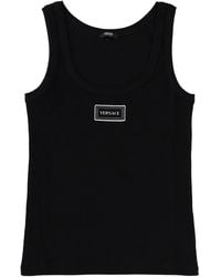 Versace - Ribbed Stretch Cotton Tank Top - Lyst