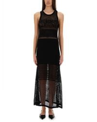 Moschino - Open-Knit Maxi Dress With Signature Logo - Lyst