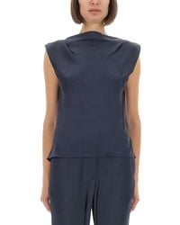 Theory - Cap Sleeve Satin Top With Design - Lyst