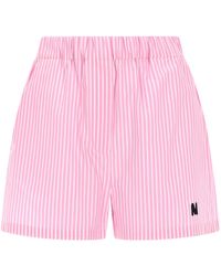 MSGM - Cotton Stripes Shorts - Lyst