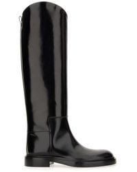 Jil Sander - Leather Boots Stivali E Stivaletti Nero - Lyst