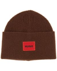 HUGO - Beanie Hat With Logo - Lyst