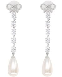 Self-Portrait - Bow Pearl Droplet Earrings - Lyst