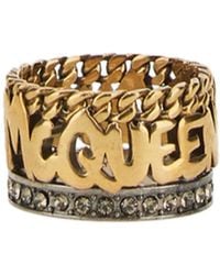 McQueen - Antiqued Gold Graffiti Ring - Lyst