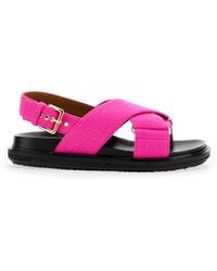 Marni - Crisscross Leather Sandal With-Tone Buckles - Lyst