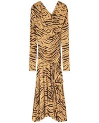 Ganni - Long Dress With "Zebra" Print - Lyst