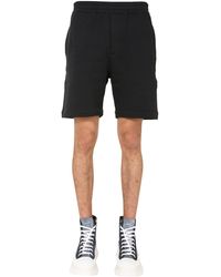 Alexander McQueen Cotton Sweat Shorts With Embroidered Skull - Black