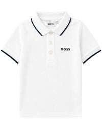 BOSS - Polo Con Profili A Righe Su Colletto E Maniche - Lyst