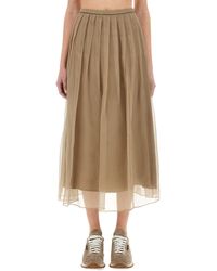 Brunello Cucinelli - Gonna Pleated Midi - Lyst