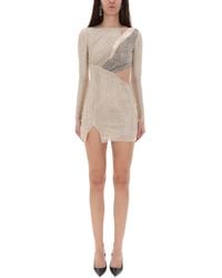 Self-Portrait - Rhinestones Mini Dress - Lyst