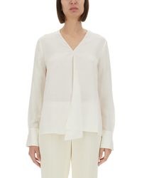 Theory - Silk Georgette Blouse With V-Neckline - Lyst