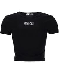 Versace Jeans Couture - T-Shirt Crop Con Logo - Lyst