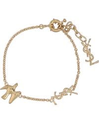 Saint Laurent - Bracciale A Catena Con Cassandre E Colomba - Lyst
