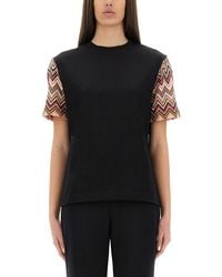 Missoni - T-Shirt With Zig Zag Knit Sleeves - Lyst
