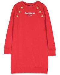 Balmain - Ml Sweatshirt Dress Logo And Buttons - Lyst