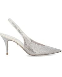 Rene Caovilla - Rene Caovilla Crystal-Embellished Leather And Tulle Slingback Pumps - Lyst