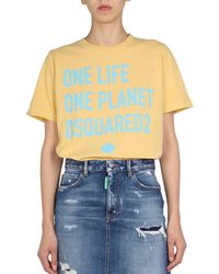 DSquared² - T-SHIRT "ONE LIFE ONE PLANET" IN JERSEY DI COTONE - Lyst