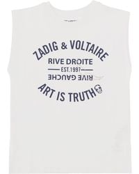 Zadig & Voltaire - T-Shirt Senza Maniche Con Stampa Logo - Lyst