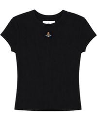Vivienne Westwood - Fitted Short-Sleeve Ribbed Viscose-Blend T-Shirt - Lyst