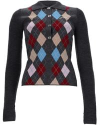 Ganni - Maglia Polo A Rombi - Lyst