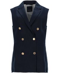 Max Mara - Double-Breasted Linen Mat Vest - Lyst