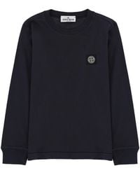 Stone Island - T-Shirt A Manica Lunga Con Patch Logo - Lyst