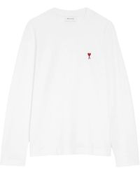 Ami Paris - De Coeur Monogram Long-Sleeve Organic-Cotton T-Shirt - Lyst