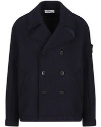 Stone Island - Double-Breasted Coat - Lyst