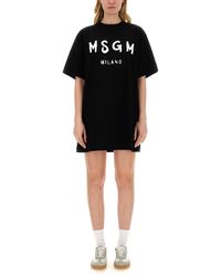MSGM - Brushed Logo Dress - Lyst