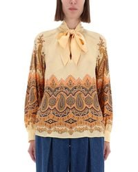 Etro - Silk Paisley Tie-Neck Blouse - Lyst