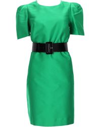 P.A.R.O.S.H. - Smooth Satin Mini Dress With Wide Belt - Lyst