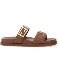 Fendi Feel Snakeskin Sandal in Brown | Lyst