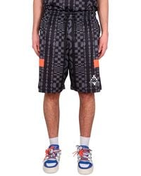 Marcelo Burlon - Bermuda Shorts With Geometric Pattern And Elastic Waistband - Lyst