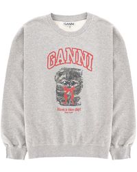 Ganni - Sweatshirt With Print Organic Cotton Sweatshirts - Lyst