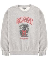 Ganni - Margot Kitty Organic Cotton Sweatshirt - Lyst