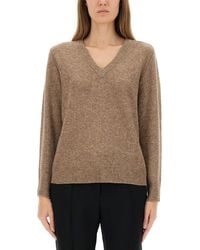 Aspesi - Relaxed Fit Wool Blend Sweater With V-Neckline - Lyst