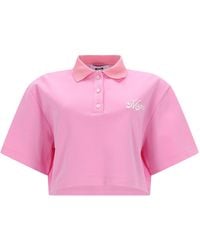 MSGM - Polo Crop Con Logo - Lyst
