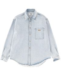 MSGM - Shirt With Embroidered Logo - Lyst