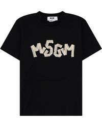 MSGM - Logo Crew Neck T-Shirt - Lyst
