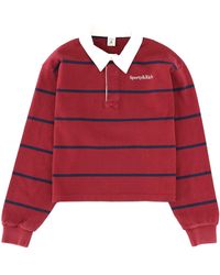 Sporty & Rich - Striped Silk And Cotton-Piqué Polo Shirt - Lyst