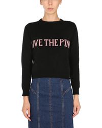 Alberta Ferretti - MAGLIA GIROCOLLO IN ECO CASHMERE E INTARSIO LIVE THE PINK - Lyst