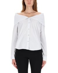 Our Legacy - Off-Shoulder Cotton Shirt With Wide Collar - Lyst