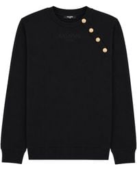Balmain - Felpa Girocollo Con Bottoni - Lyst