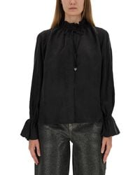 Ganni - Fluid Cupro Shirt - Lyst
