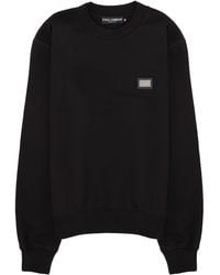 Dolce & Gabbana - Logo-Tag Cotton Sweatshirt - Lyst
