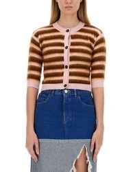 Marni - Chic Cropped Striped Cardigan - Lyst
