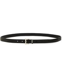 Saint Laurent - Logo Plaque Buckled Belt - Lyst